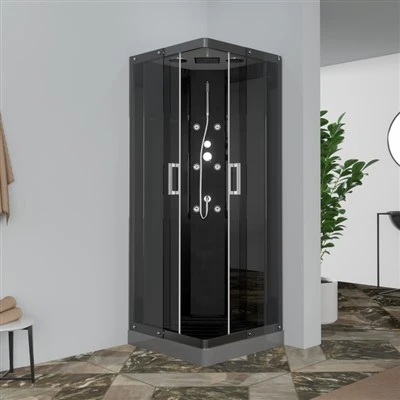 Cabina doccia quadrata in vetro di sicurezza grigio dal design quadrato